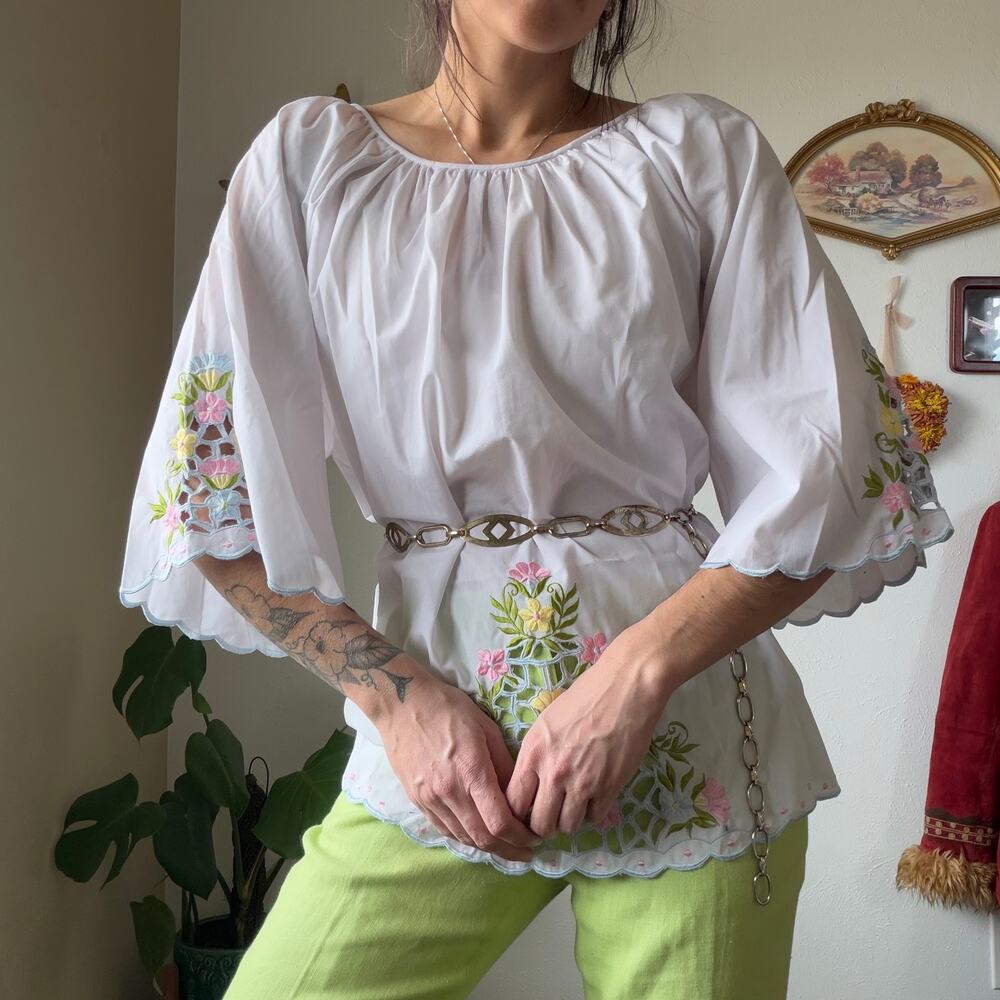 Vintage Embroidered Cutout Top